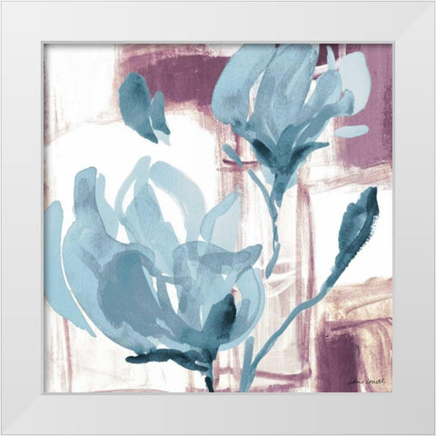 Blue Magnolias I White Modern Wood Framed Art Print by Loreth, Lanie