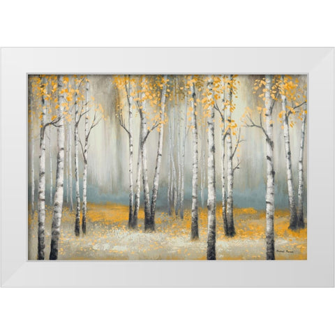 Golden September Birch White Modern Wood Framed Art Print by Marcon, Michael