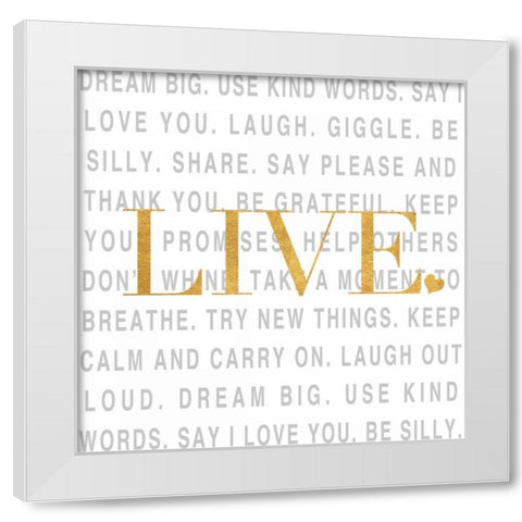 Gold Love and Life II White Modern Wood Framed Art Print by SD Graphics Studio