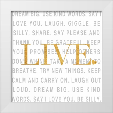 Gold Love and Life II White Modern Wood Framed Art Print by SD Graphics Studio