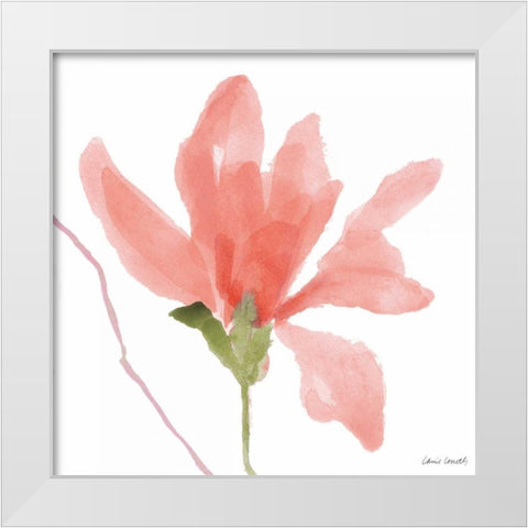 Floral Sway Peach I White Modern Wood Framed Art Print by Loreth, Lanie