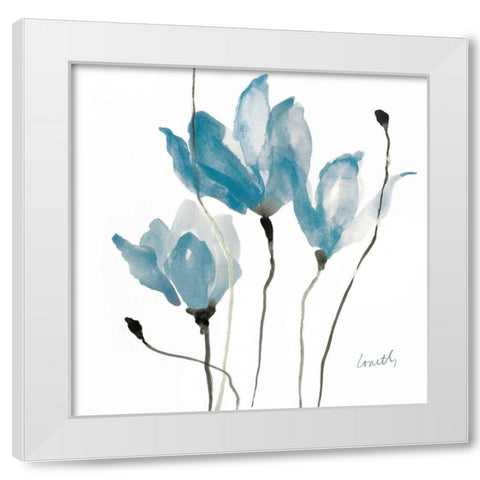 Blue Sway Square White Modern Wood Framed Art Print by Loreth, Lanie