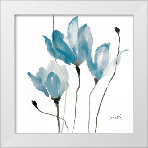 Blue Sway Square White Modern Wood Framed Art Print by Loreth, Lanie
