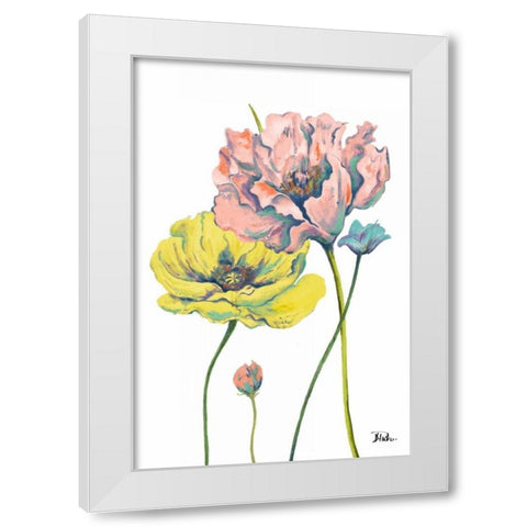 Fresh Colored Poppies I White Modern Wood Framed Art Print by Pinto, Patricia