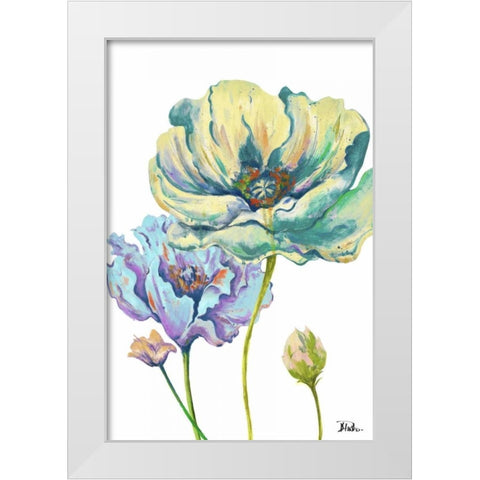 Fresh Colored Poppies II White Modern Wood Framed Art Print by Pinto, Patricia