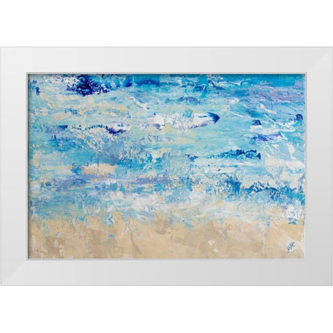 Blue Crashing Wave White Modern Wood Framed Art Print by DeRice, Julie