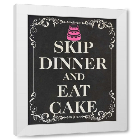 Eat Cake Pink II White Modern Wood Framed Art Print by SD Graphics Studio