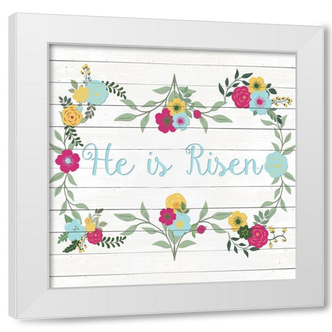 He is Risen Floral White Modern Wood Framed Art Print by SD Graphics Studio