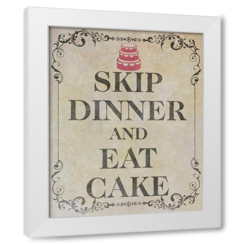 Eat Cake I White Modern Wood Framed Art Print by SD Graphics Studio