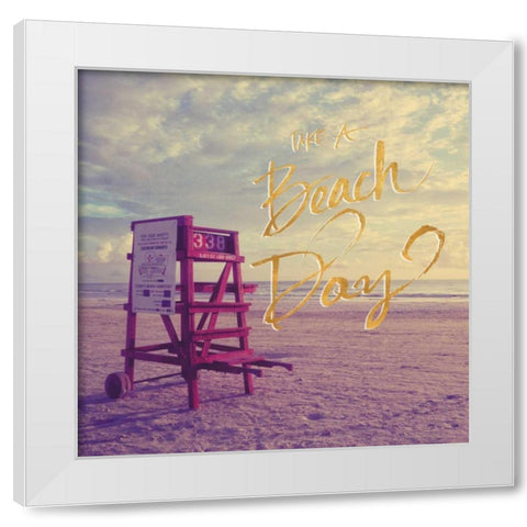 Take a Beach Day White Modern Wood Framed Art Print by Peck, Gail