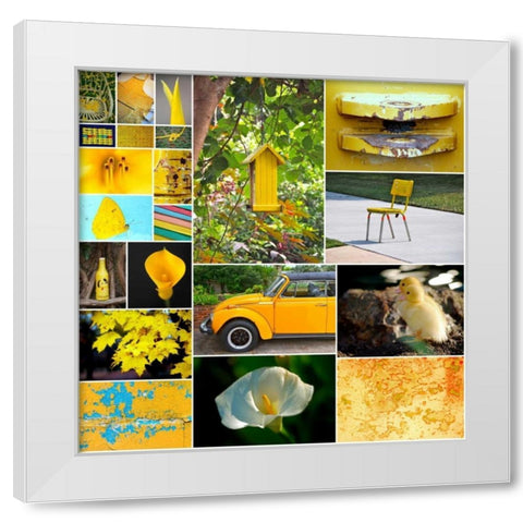 Hello Sunshine Collage White Modern Wood Framed Art Print by Peck, Gail