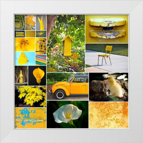 Hello Sunshine Collage White Modern Wood Framed Art Print by Peck, Gail