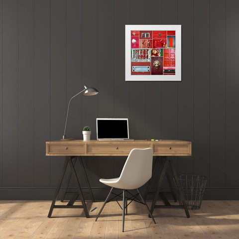 Apple Red Collage White Modern Wood Framed Art Print by Peck, Gail