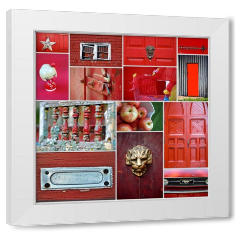 Apple Red Collage White Modern Wood Framed Art Print by Peck, Gail
