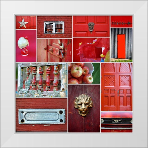 Apple Red Collage White Modern Wood Framed Art Print by Peck, Gail