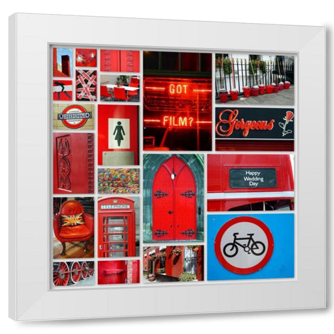 Stop Light Red Collage White Modern Wood Framed Art Print by Peck, Gail