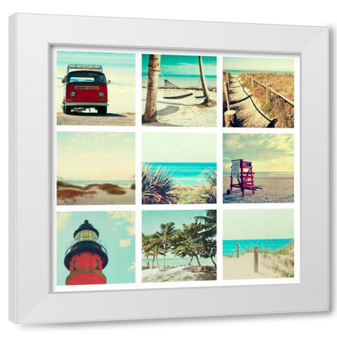 Summer Collage White Modern Wood Framed Art Print by Peck, Gail