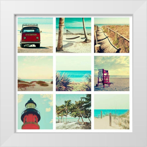 Summer Collage White Modern Wood Framed Art Print by Peck, Gail