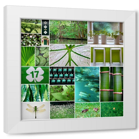 Forest Green Collage White Modern Wood Framed Art Print by Peck, Gail