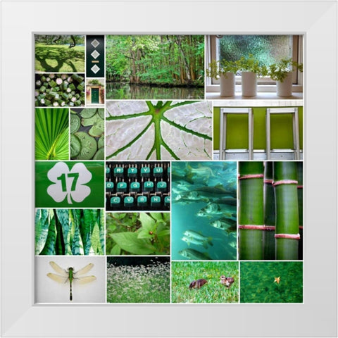 Forest Green Collage White Modern Wood Framed Art Print by Peck, Gail