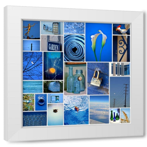 Sky Blue Collage White Modern Wood Framed Art Print by Peck, Gail