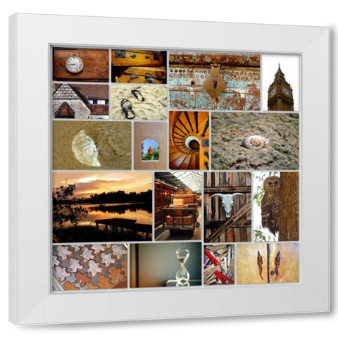 Naturally Brown Collage White Modern Wood Framed Art Print by Peck, Gail