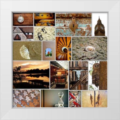 Naturally Brown Collage White Modern Wood Framed Art Print by Peck, Gail