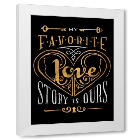 Black and Gold Love Story White Modern Wood Framed Art Print by SD Graphics Studio