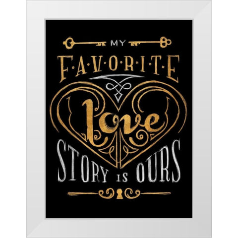 Black and Gold Love Story Border White Modern Wood Framed Art Print by Sundance Studios