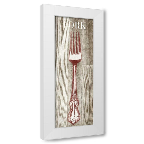Fork and Spoon on Wood I White Modern Wood Framed Art Print by Studio, Sd Graphics
