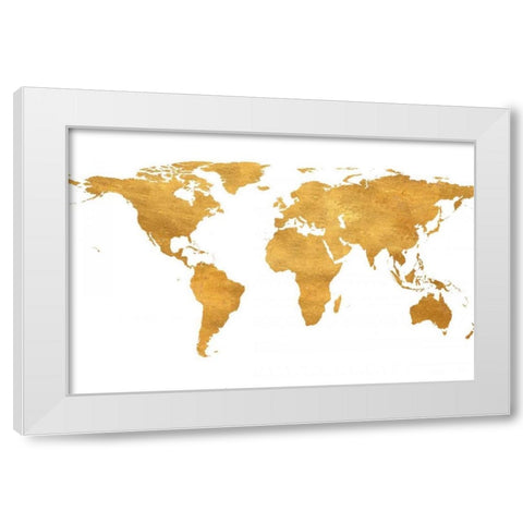 Gold World Map White Modern Wood Framed Art Print by Studio, Sd Graphics