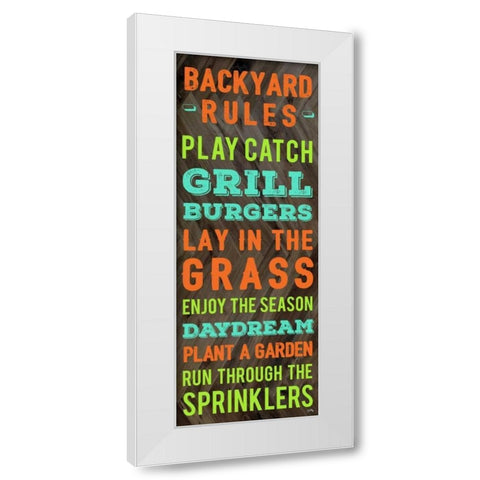 Backyard Rules White Modern Wood Framed Art Print by Medley, Elizabeth