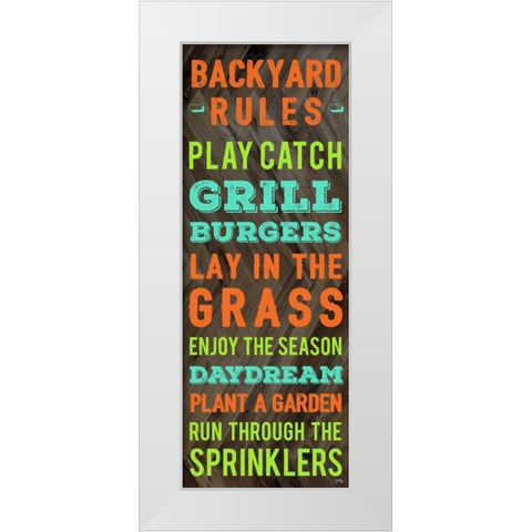 Backyard Rules White Modern Wood Framed Art Print by Medley, Elizabeth