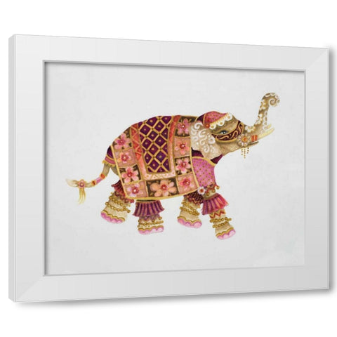 Pink Elephant I White Modern Wood Framed Art Print by Gaynor, Janice