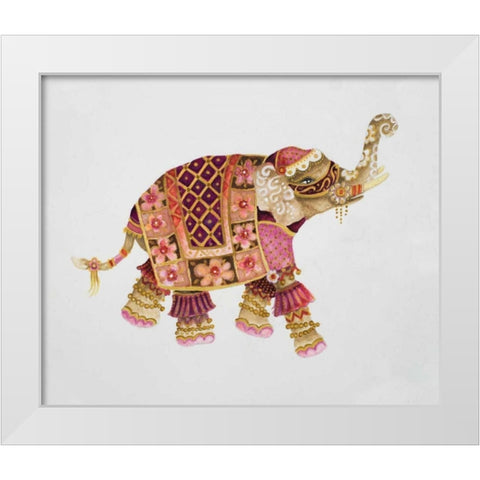 Pink Elephant I White Modern Wood Framed Art Print by Gaynor, Janice