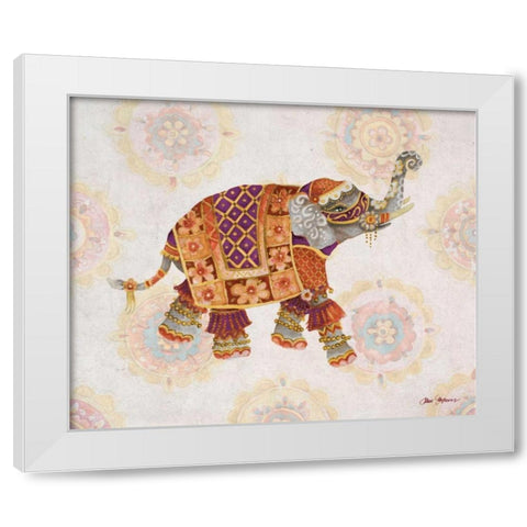 Pink Elephant I White Modern Wood Framed Art Print by Gaynor, Janice