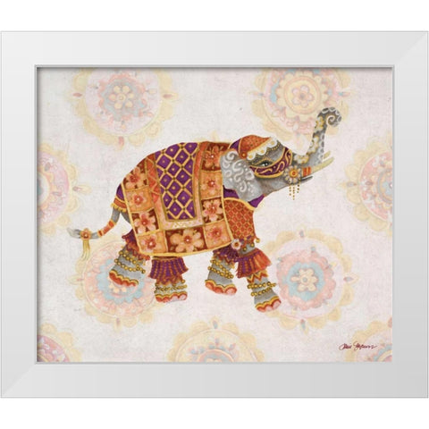 Pink Elephant I White Modern Wood Framed Art Print by Gaynor, Janice