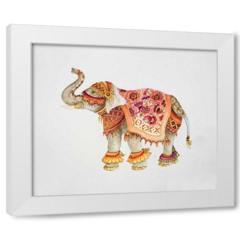Pink Elephant II White Modern Wood Framed Art Print by Gaynor, Janice