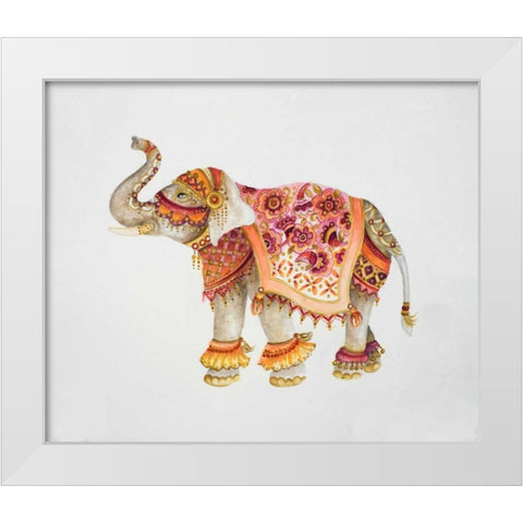 Pink Elephant II White Modern Wood Framed Art Print by Gaynor, Janice