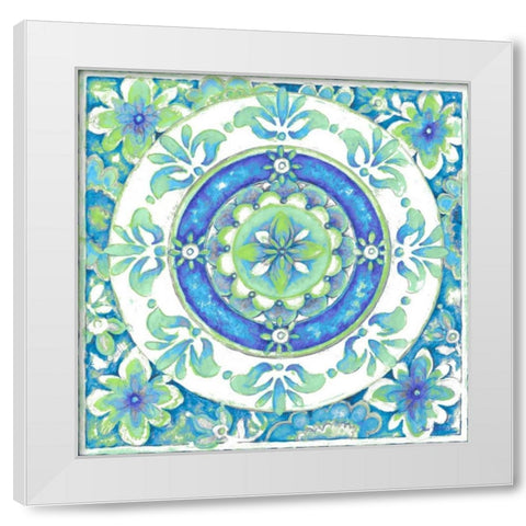 Azurite Medallion II White Modern Wood Framed Art Print by Gaynor, Janice