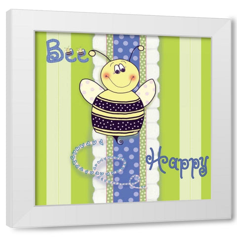 Bee I White Modern Wood Framed Art Print by Metz, Andi