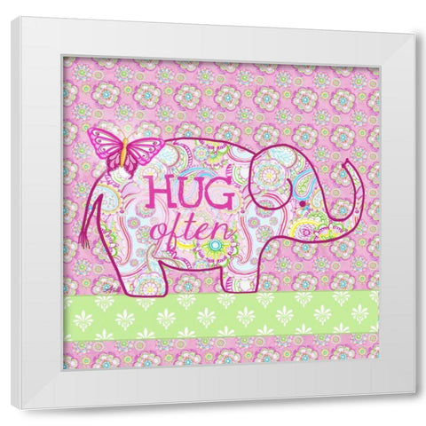 Elephant Border I White Modern Wood Framed Art Print by Metz, Andi