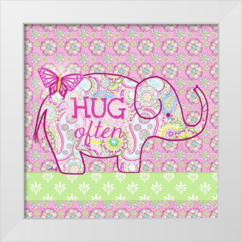 Elephant Border I White Modern Wood Framed Art Print by Metz, Andi