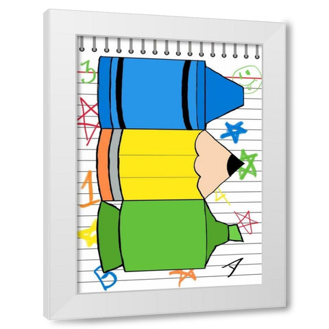 School Scribble I White Modern Wood Framed Art Print by SD Graphics Studio