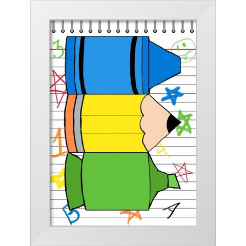 School Scribble I White Modern Wood Framed Art Print by SD Graphics Studio