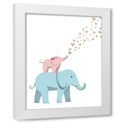 Elephant Love White Modern Wood Framed Art Print by SD Graphics Studio