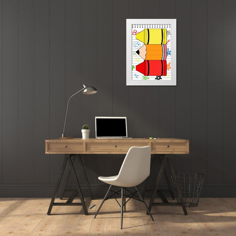 School Scribble II White Modern Wood Framed Art Print by SD Graphics Studio
