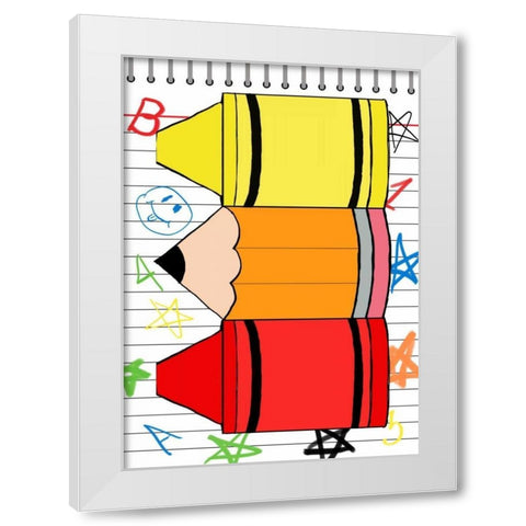 School Scribble II White Modern Wood Framed Art Print by SD Graphics Studio