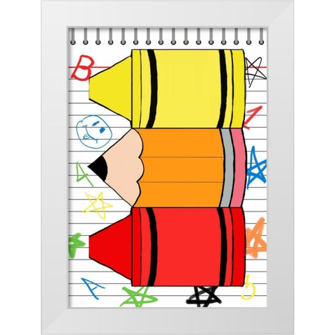 School Scribble II White Modern Wood Framed Art Print by SD Graphics Studio
