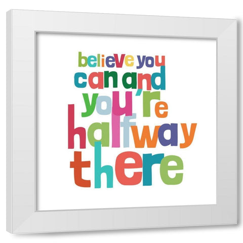 Happy Words II White Modern Wood Framed Art Print by SD Graphics Studio